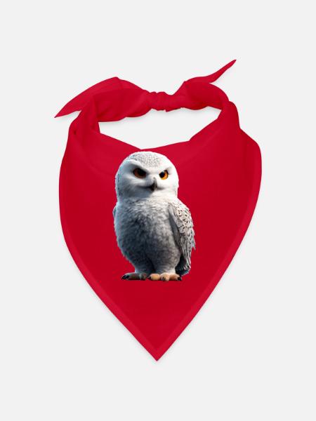 Schneeeule Weiße Eule Kauz Uhu Owl Schnee Eulen - Bandana - Rot - Vorne