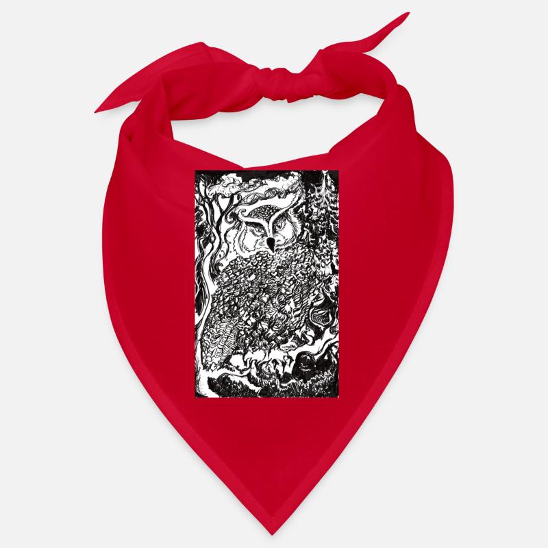 Night Forest Owl Illustration Bandana