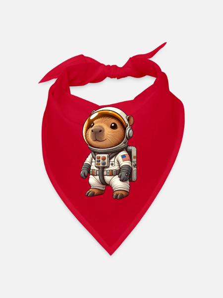 Süße Capybara im Weltraum als Astronaut - Bandana - Rot - Vorne