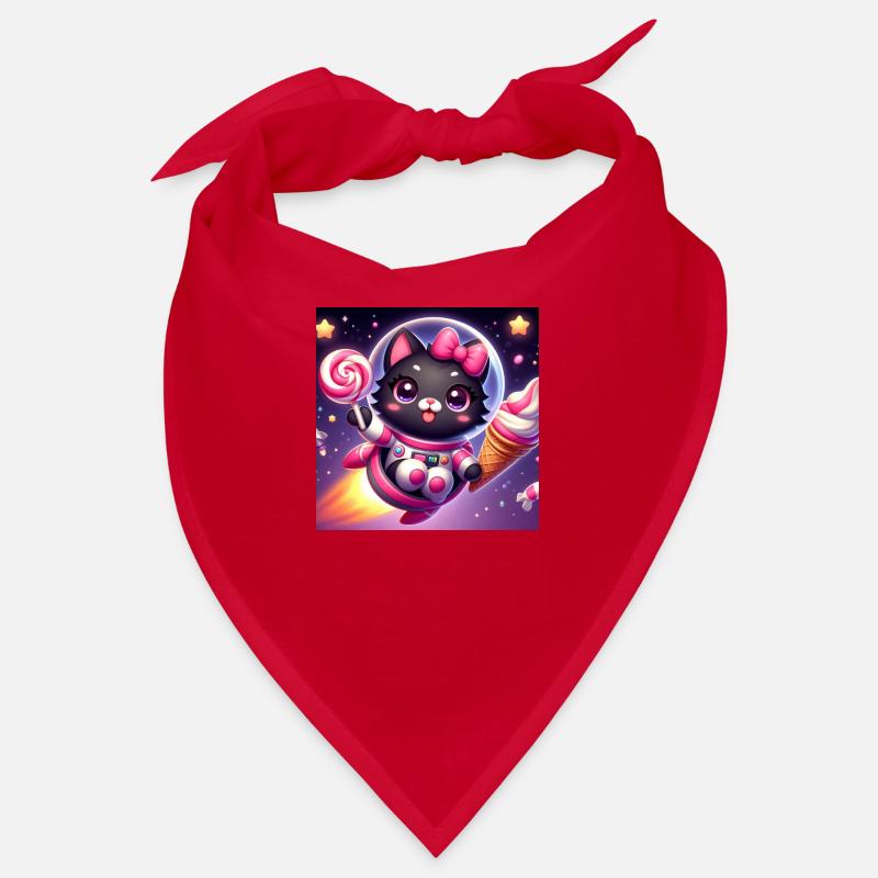 Space Kitty mit Softeis und Lolli im Weltall Bandana