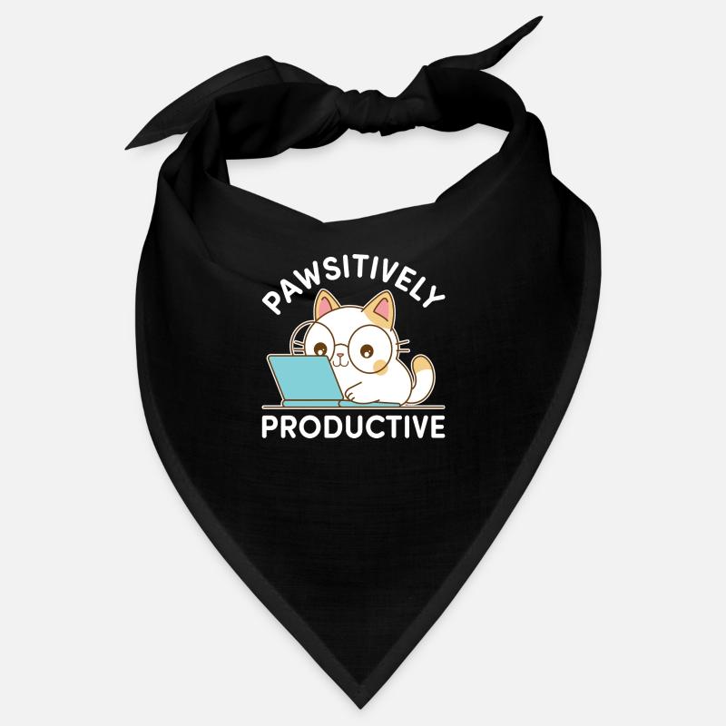 Pawsitively Productive – Kawaii Cat at Work Bandana