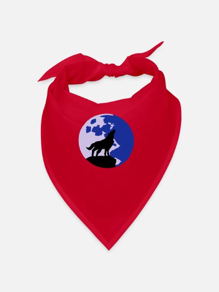 Wolf und Vollmond - Bandana - Rot - Vorne