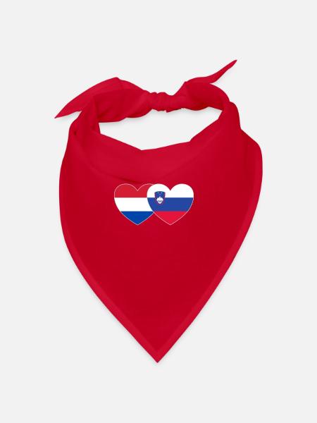 Holland Slovenia Flag Heart - Bandana - red - Front