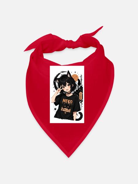 Neko Nachtkatze Shirt - Bandana - Rot