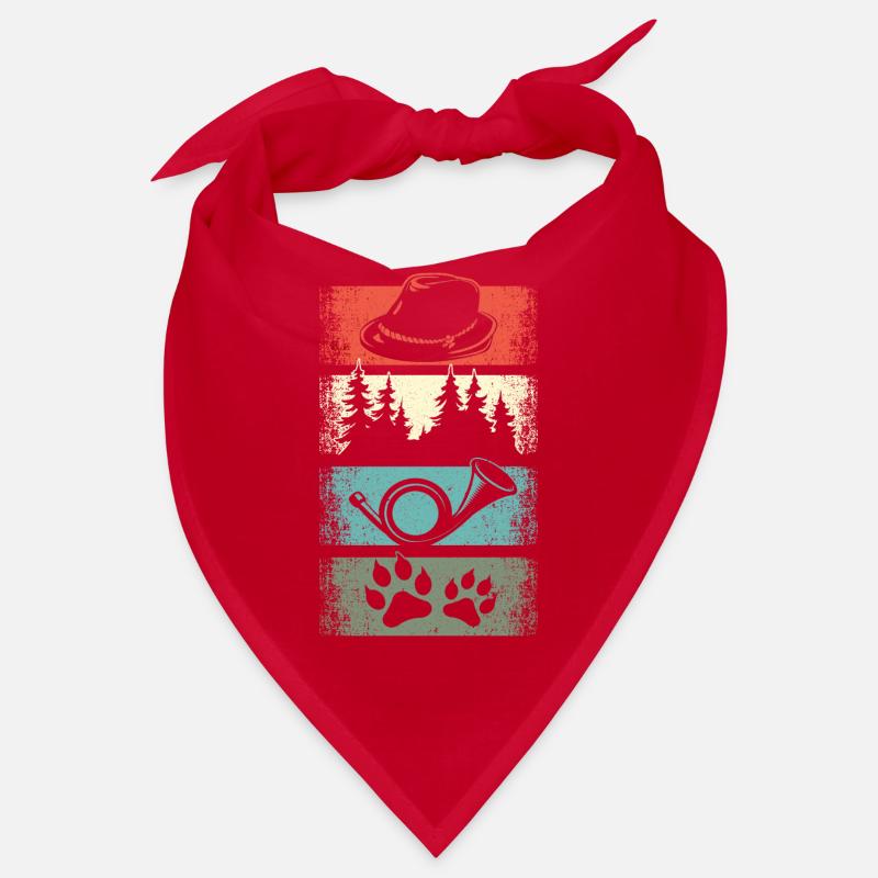 Conception de cor de chasse avec chapeau de feutre de patte de chien de forêt Bandana