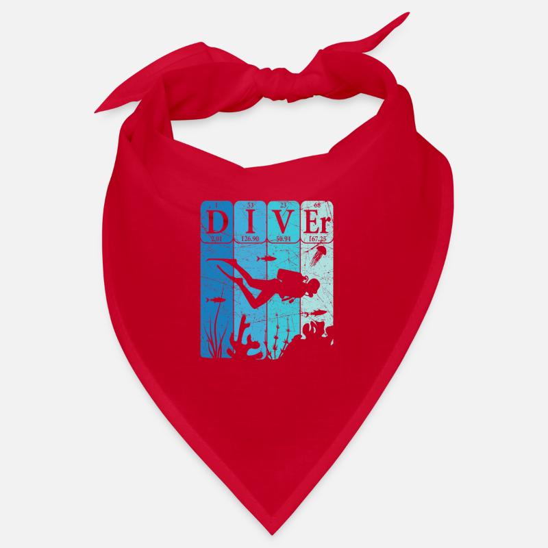 Scuba Diver Tableau périodique Éléments Retro Bandana