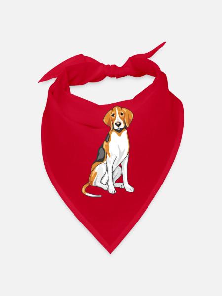 Sitzender Foxhound - Bandana - Rot - Vorne