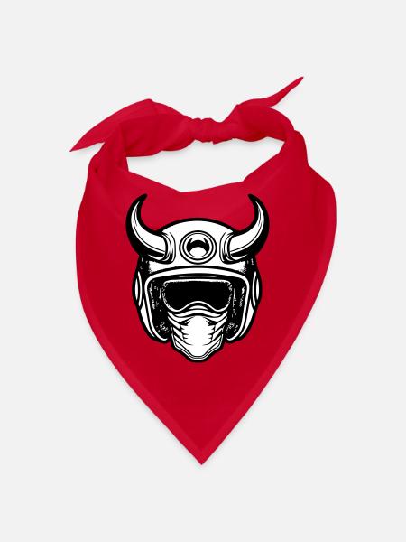 Retro Motocross Motorradhelm mit zwei Hörnern - Bandana - Rot - Vorne