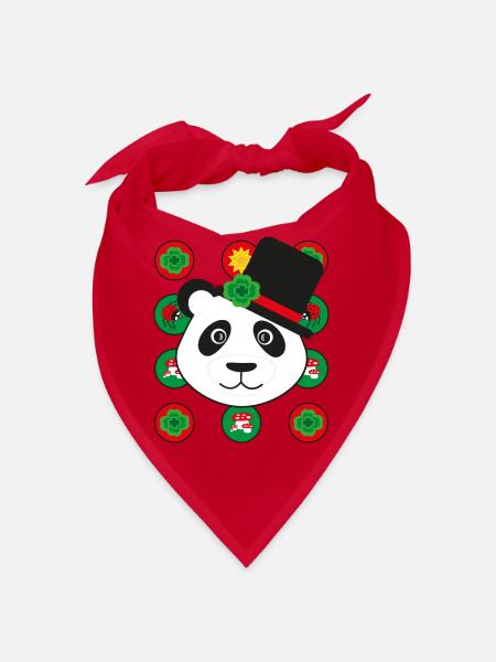 Neujahr Panda mit Kleeblatt. - Bandana - Rot - Vorne