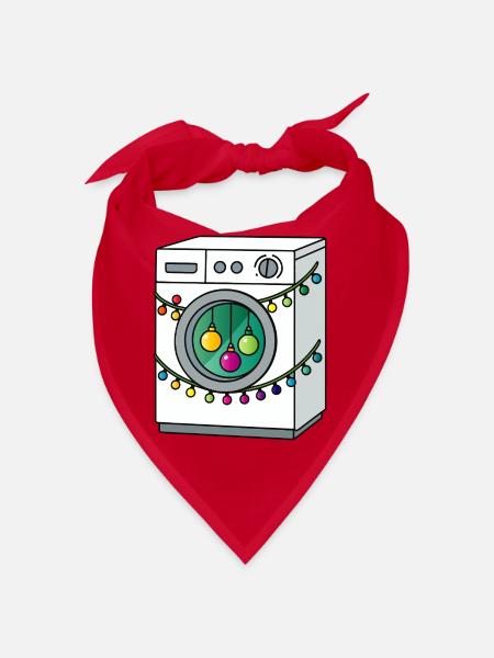 Weihnachtliche Waschmaschine mit Lichterkette - Bandana - Rot - Vorne