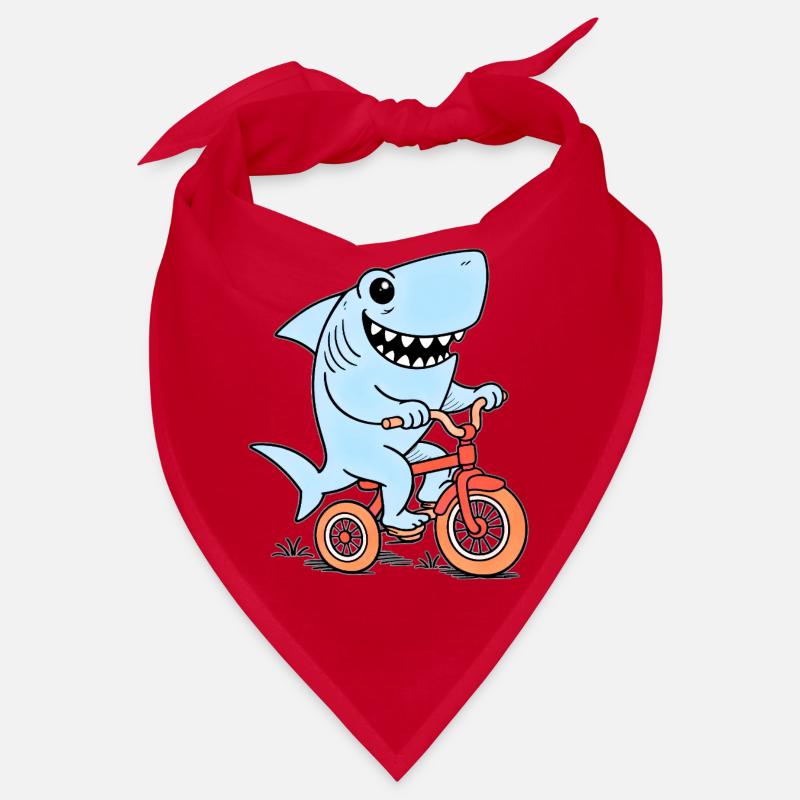 Blue shark on bicycle Bandana