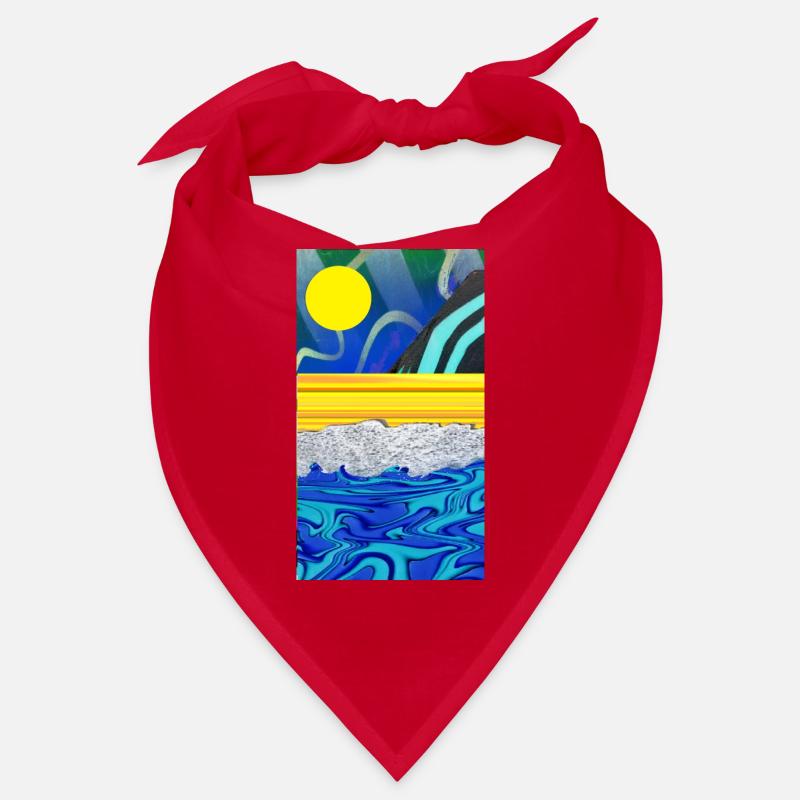 mer, sable, ciel, paysage de graffitis solaires Bandana