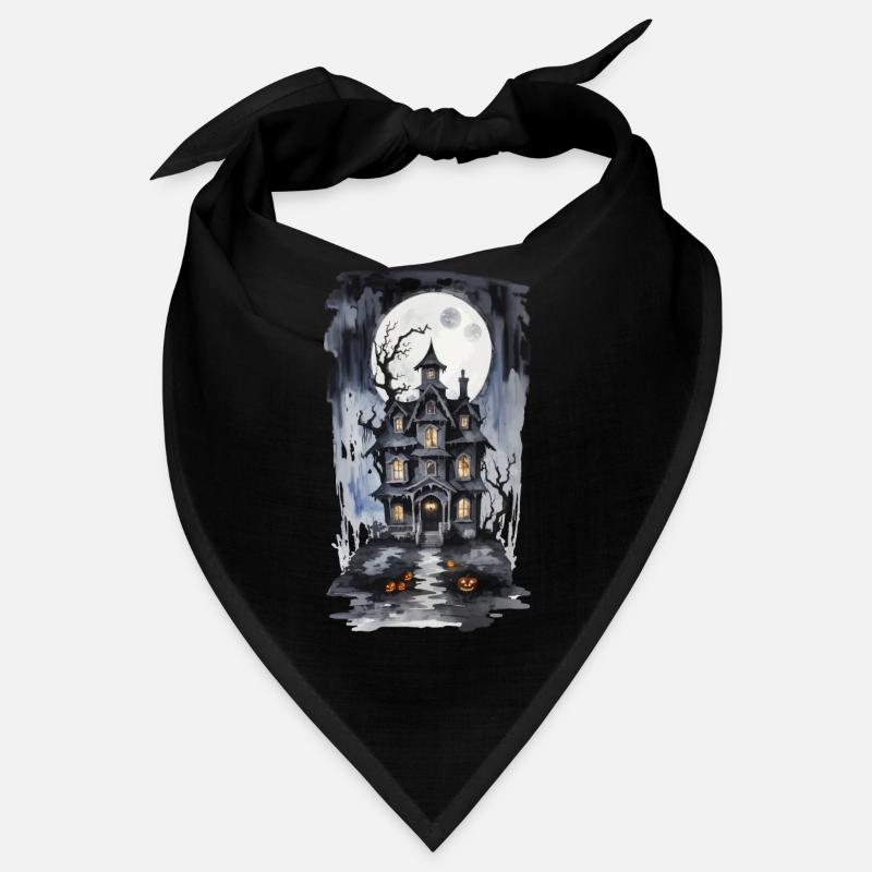 Halloween Full Moon Witch House Horror Design Bandana