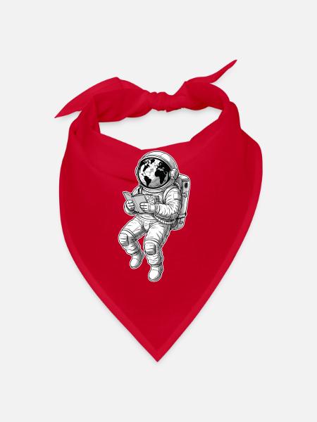 Astronaut Reading Space Earth - Bandana - Rot - Vorne
