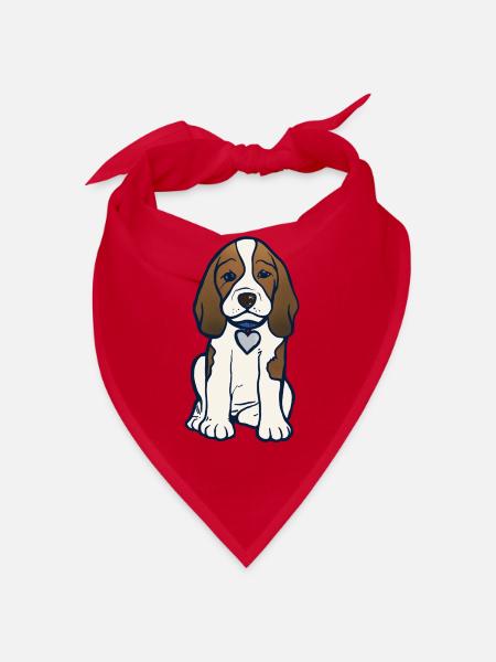 Illustration des Beagle-Herz-Welpen - Bandana - Rot - Vorne