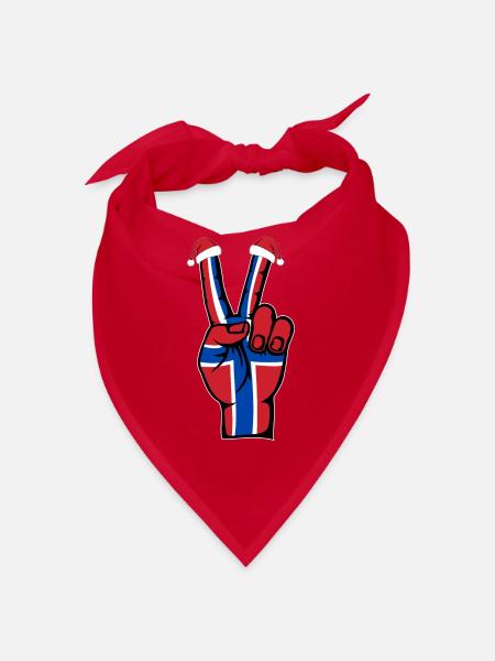 Norwegen Flagge Weihnachten Peace Symbol - Bandana - Rot - Vorne
