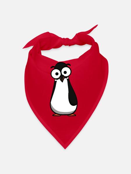 Pinguin mit Kulleraugen Cartoon - Bandana - Rot - Vorne