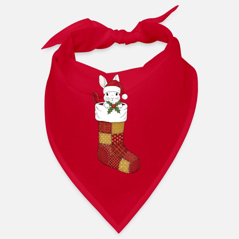 Funny cartoon Christmas sock with bunny Bandana