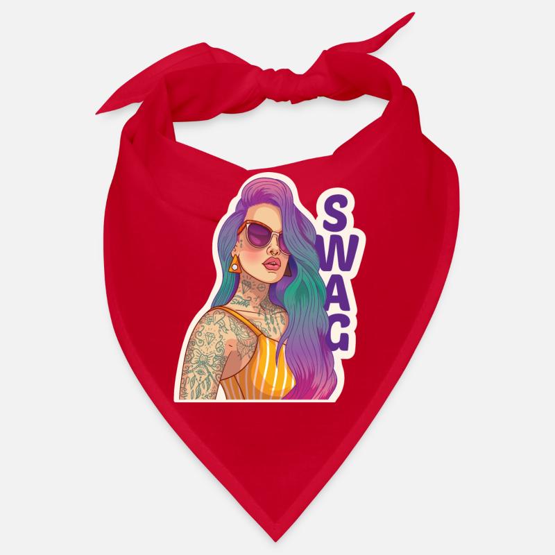 Swag Mädchen mit Piercing und Tattoo. Bandana