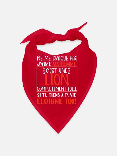 Ne me drague pas lion folle cadeau homme couple - Bandana - rouge - Devant