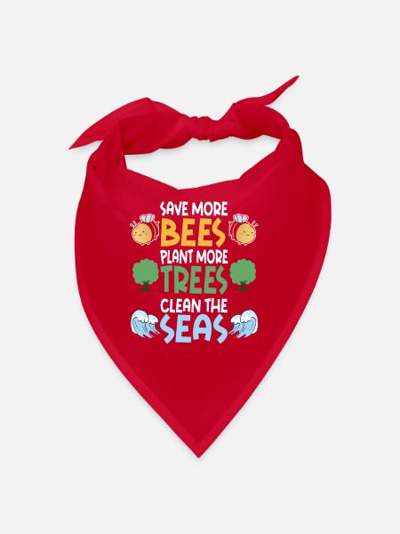 Save More Bees Plant More Trees Clean The Seas - Bandana - Rot - Vorne
