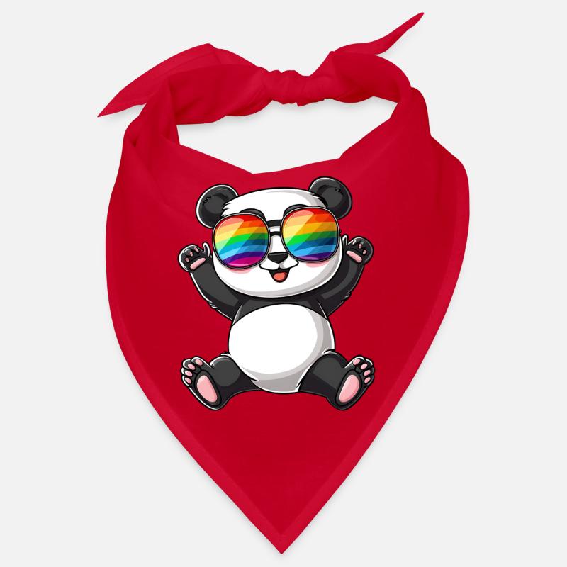 Panda Cartoon with a Pride Rainbow glasses. Bandana
