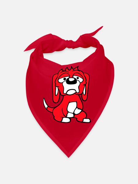 Dog looks unhappy sad shy fear - Bandana - red - Front