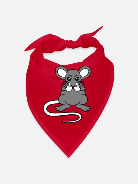 Mouse Nasty Angry Frustrated Aggressive Middle Finger - Bandana - red - Front