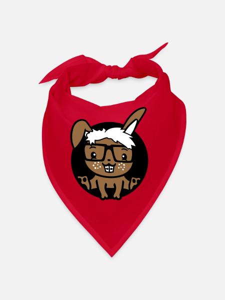 Bunny Nerd Geek Horn-Rimmed Glasses Hole Freak Intelligent - Bandana - red - Front