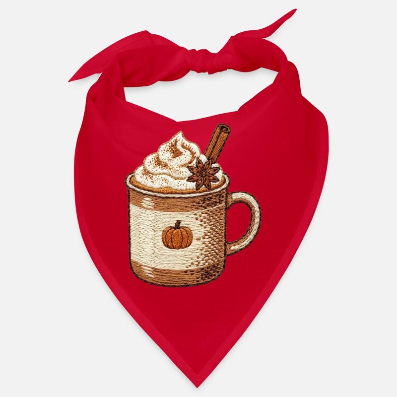 Pumpkin spice latte dans un style brodé (imprimé) - Bandana - rouge