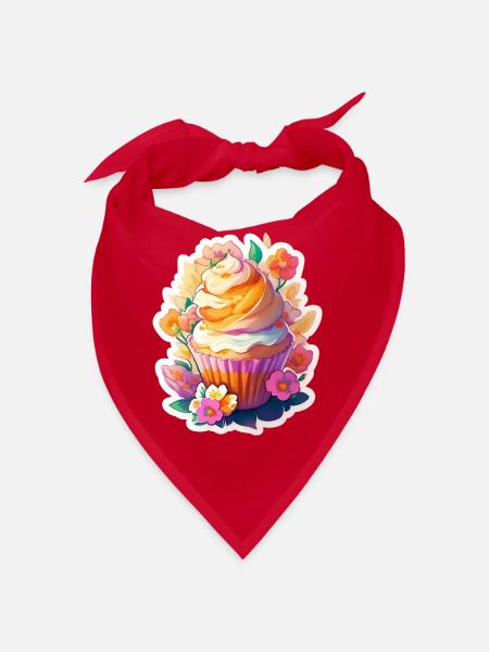 Blumen Cupcake Farbenspiel - Bandana - Rot - Vorne