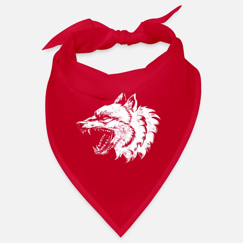 Wolf Illustration - Bandana - red