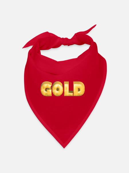 GOLD gold Gold Text Font Bars - Bandana - red - Front