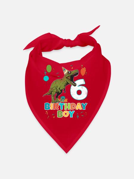 6-jährige Kindergeburtstags-Jungen-Party T Rex Dinosaurier - Bandana - Rot - Vorne