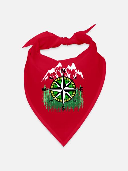 Wilderness Mountains Mountain Compass Windrose Mountains - Bandana - red - Front