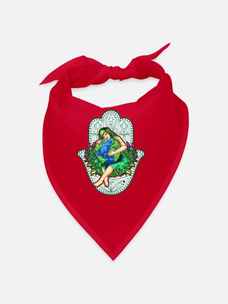 Mother Earth, Gaia with Mandala, nature gift idea - Bandana - red - Front
