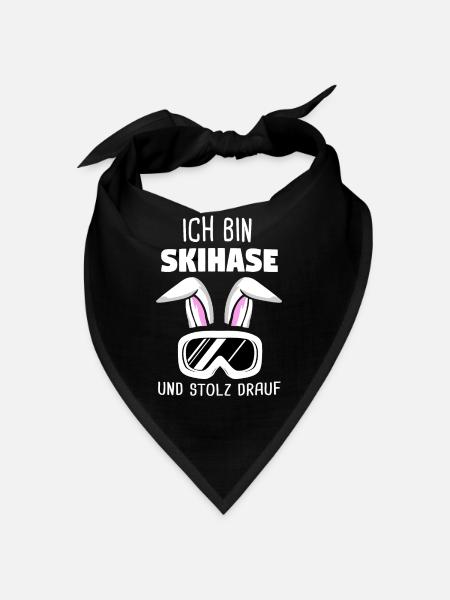 Skihaserl Skihase Apres Ski Geschenk - Bandana - Schwarz - Vorne