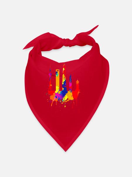 Shanghai Skyline China Colorful Colors Asia Love - Bandana - red - Front