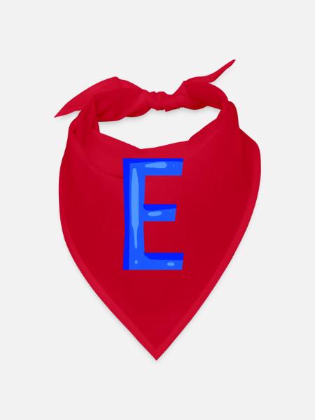 Buchstabe E Anfangsbuchstabe Blau - Bandana - Rot - Vorne