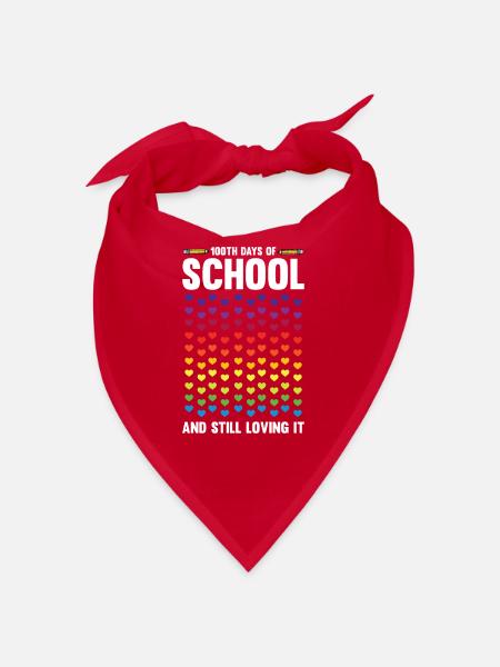 100 Days School Teacher School Day Student Gift - Bandana - red - Front