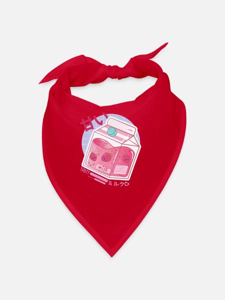 Kanji Otaku I Japanese Strawberry Milk I Kawaii - Bandana - red - Front