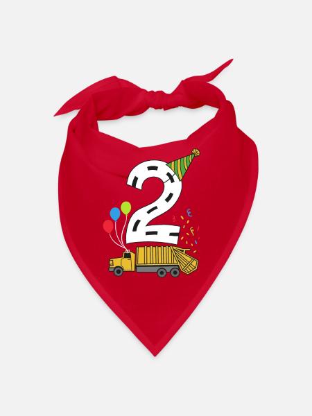 2. Geburtstag Muldenkipper Müllwagen - Bandana - Rot - Vorne