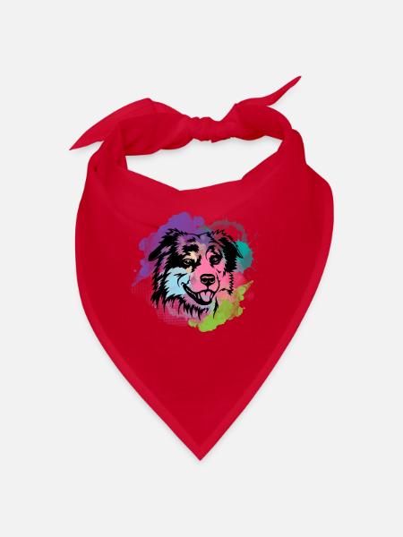 Dog Lover I Splash Art Miniature American Shepherd - Bandana - red - Front