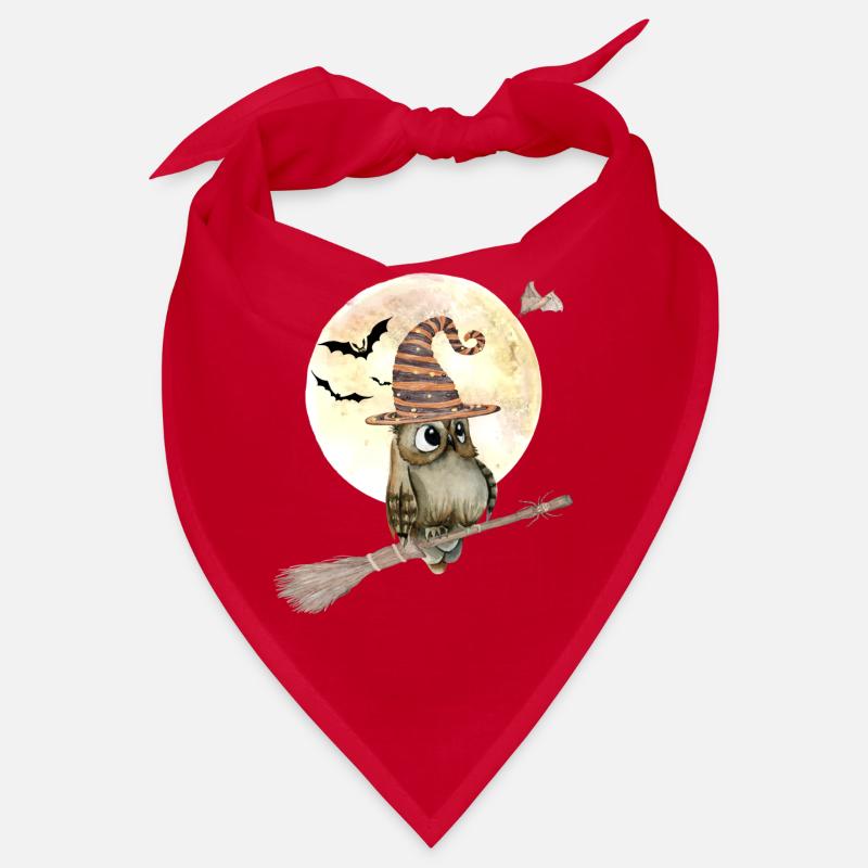 Halloween Witch Owl with Witch Hat Full Moon Bandana