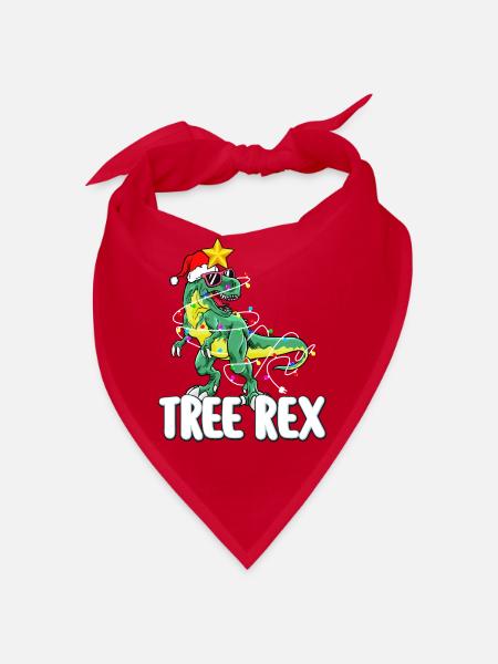 Trex Weihnachtsbaum Baum Rex Dinosaurier Familienfeier - Bandana - Rot - Vorne
