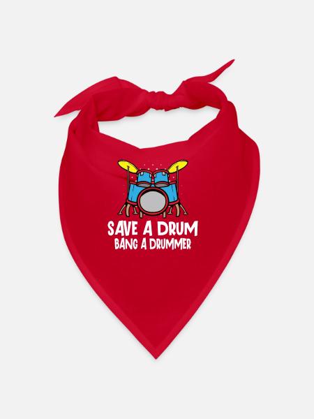 Drummer Drums Music Drum Set Drumming - Bandana - red - Front