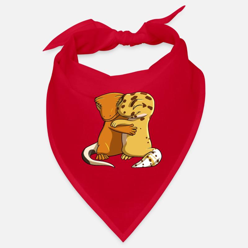 Cute Kawaii Leopard Gecko Hugging Crested Gecko Bandana