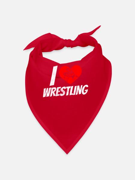 Ich Liebe Wrestling Ringer Ringen Ringkampf - Bandana - Rot - Vorne
