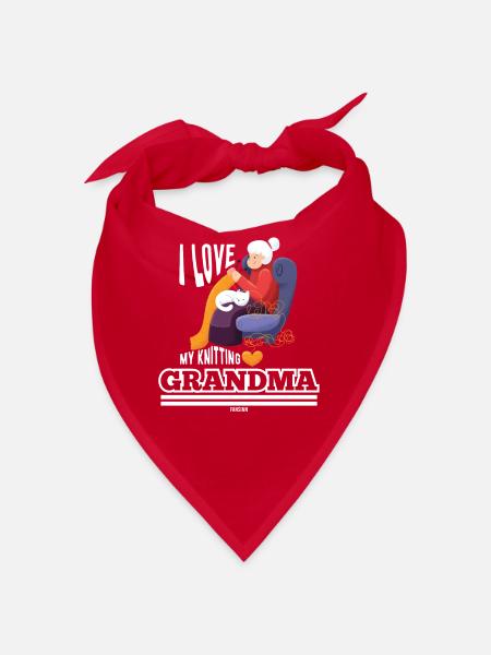 Grandma cat knitting wool old woman - Bandana - red - Front