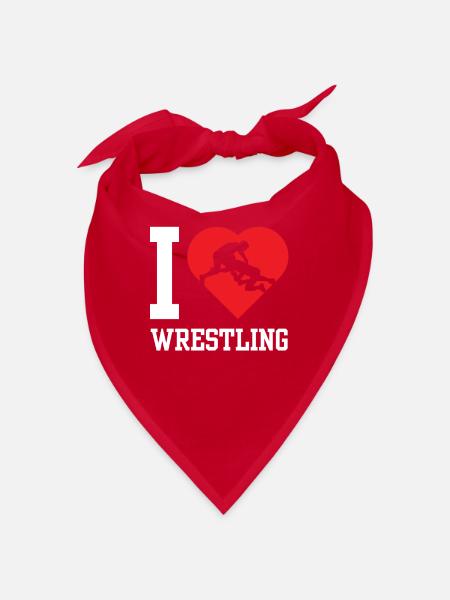 Ich Liebe Wrestling Ringen Ringer Ringkampf - Bandana - Rot - Vorne